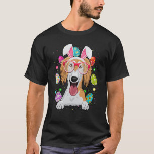 Cute Bunny Saluki Dog Face Easter Eggs Easter Day T-Shirt