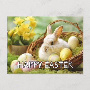 Cute Bunny Says Happy Easter Postcard