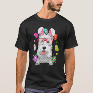 Cute Bunny Scottish Terrier Dog Face Easter Eggs E T-Shirt