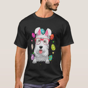 Cute Bunny Scottish Terrier Dog Face Easter Eggs E T-Shirt