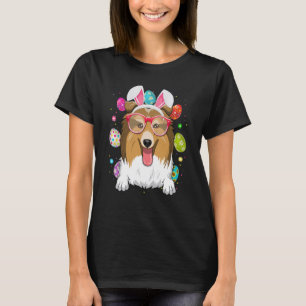 Cute Bunny Shetland Sheepdogs Dog Face Easter Eggs T-Shirt