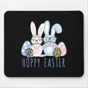 Cute Bunny Shirt Leopard Zebra Gles Print Easter G Mouse Mat