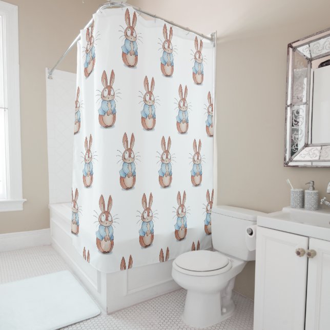 Cute bunny shower curtain (In Situ)