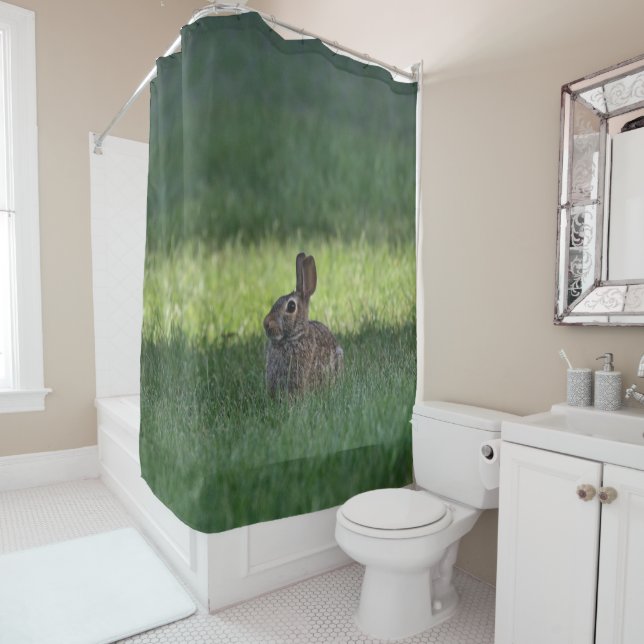 Cute bunny shower curtain (In Situ)