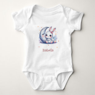 cute bunny sitting on the moon baby bodysuit