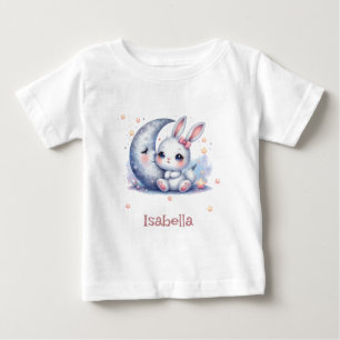 cute bunny sitting on the moon  baby T-Shirt