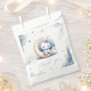 cute bunny sitting on the moon favour bags