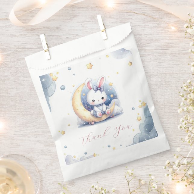 cute bunny sitting on the moon  favour bags (Clipped)