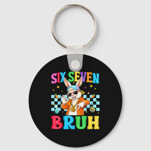 Cute bunny six seven bruh 6 7 meme 67 happy easter key ring