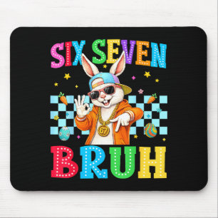 Cute bunny six seven bruh 6 7 meme 67 happy easter mouse mat