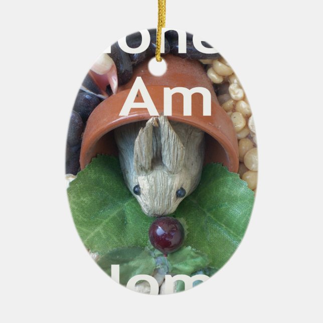 Cute Bunny Snacking Ceramic Tree Decoration (Front)