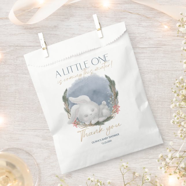 Cute Bunny Snowly Winter Baby Shower Favour Bags (Clipped)