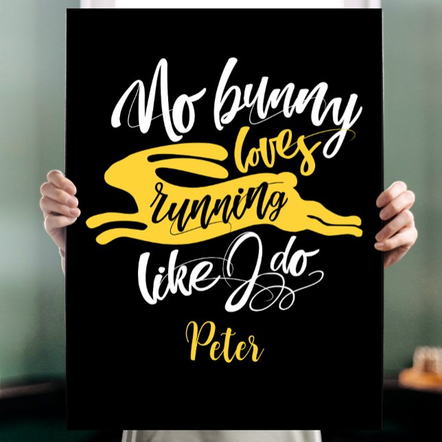 Cute Bunny Sport Run Motivation Black White Typo Poster (Creator Uploaded)