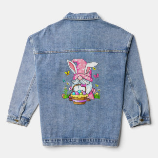Cute Bunny Spring Gnome Happy Easter Day  Denim Jacket