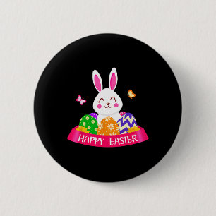 Cute Bunny Spring Hunt Eggs Rabbit Happy Easter Da 6 Cm Round Badge