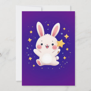 Cute Bunny Star Greeting Card