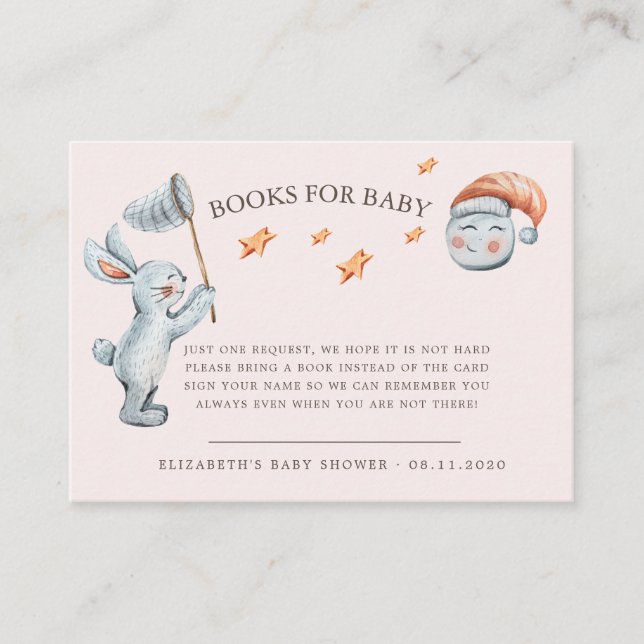 Cute Bunny Stars Rainbow Diaper Raffle Enclosure Card (Front)