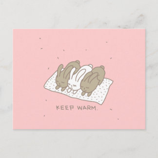 Cute Bunny Stay Warm Rabbit Pink Postcard