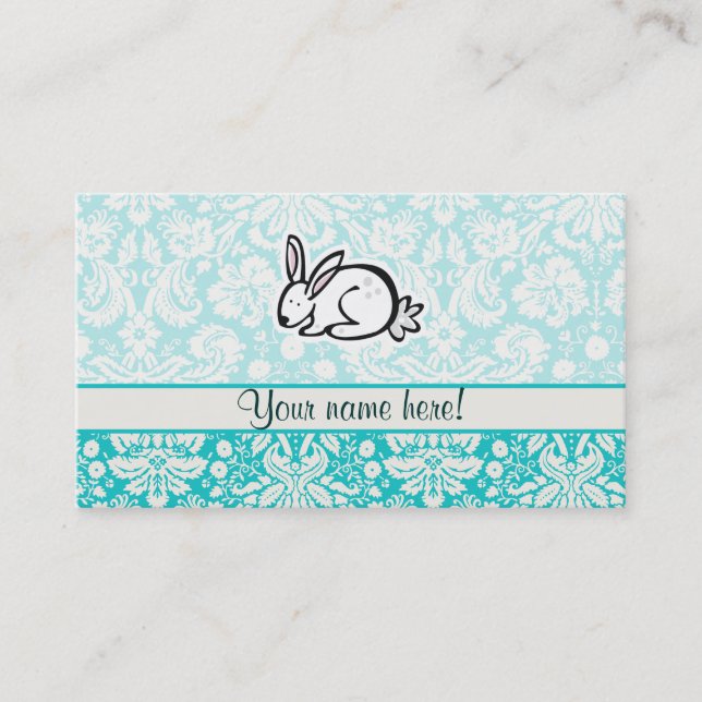 Cute Bunny; Teal Business Card (Front)