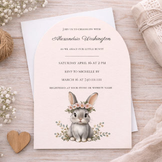 Cute Bunny Theme Gender Neutral Baby Shower Invitation