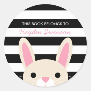 Cute Bunny This Book Belongs To Classic Round Sticker