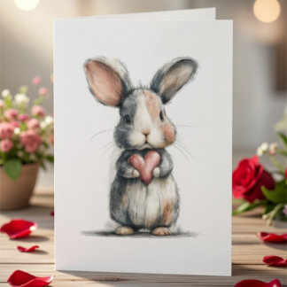 Cute Bunny Valentine Card with Heart – Sweet Love