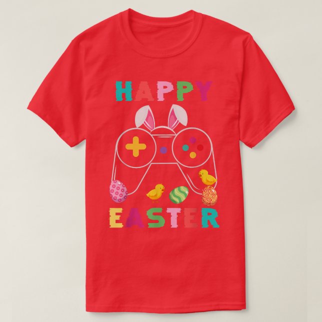 Cute Bunny Video Game Controller Gamer Happy Easte T-Shirt (Design Front)