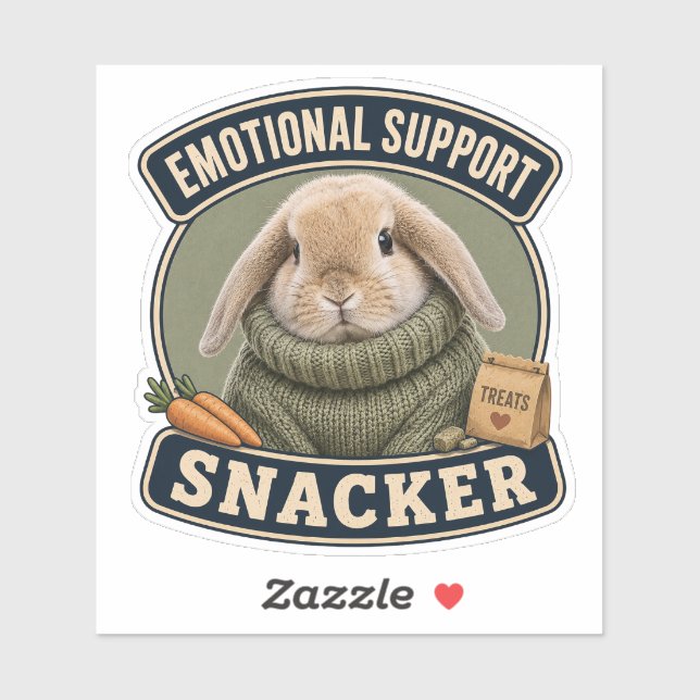 Cute Bunny Vinyl Sticker | Emotional Support Snack (Sheet)