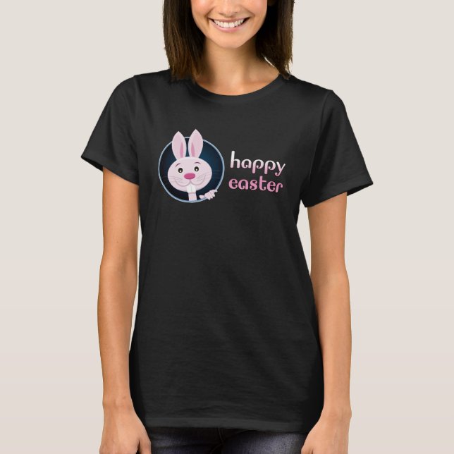 Cute Bunny w Happy Easter for Teacher T-Shirt (Front)