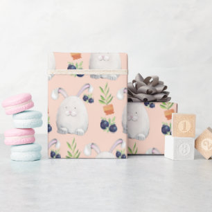 Cute Bunny Watercolor Art Pattern Wrapping Paper