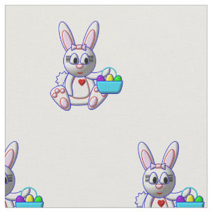 Cute Bunny with a Basket Fabric