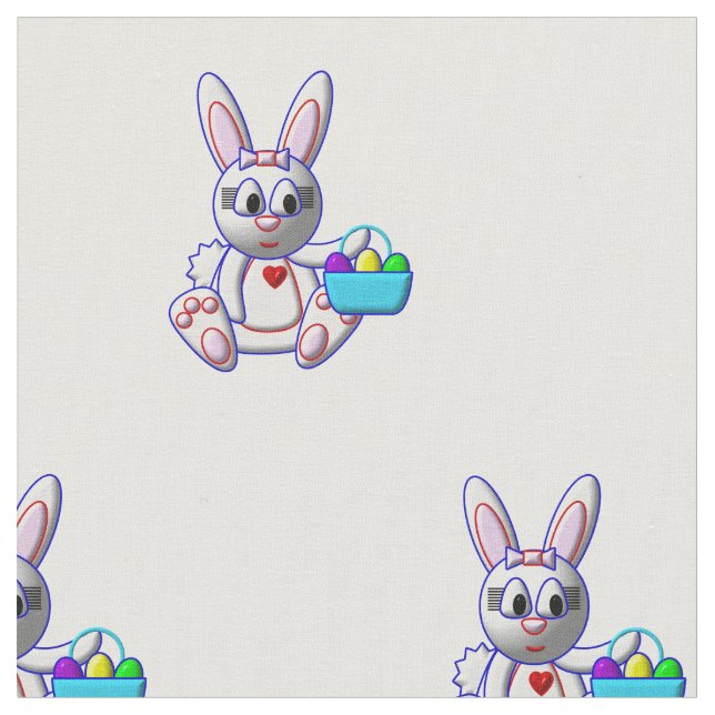 Cute Bunny with a Basket Fabric (Close Up)