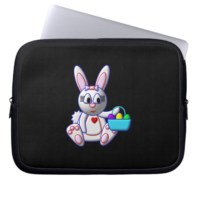 Cute Bunny with a Basket Laptop Sleeve (Front)