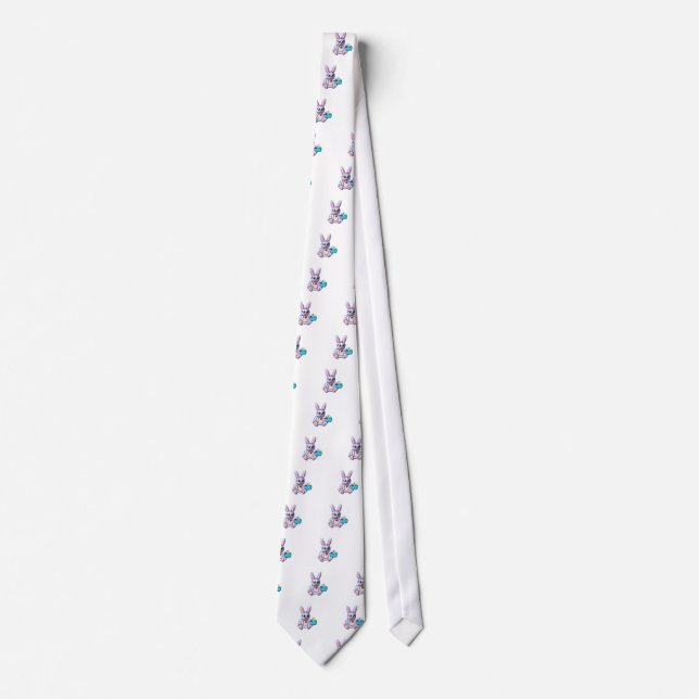 Cute Bunny with a Basket Tie (Front)