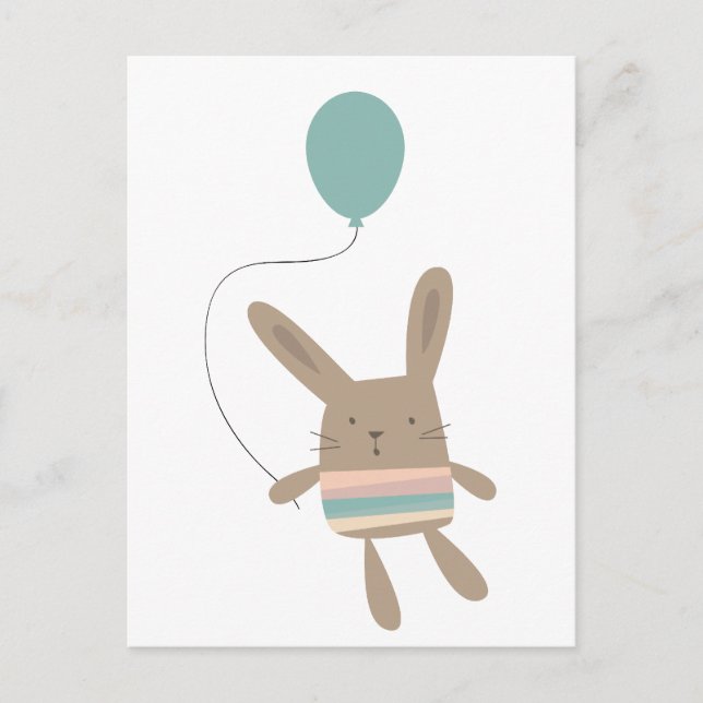 Cute Bunny with Balloon Postcard (Front)