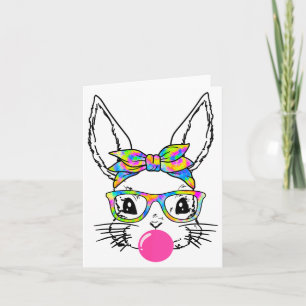 Cute Bunny With Bandana Tie Dye Glasses Bubblegum Card