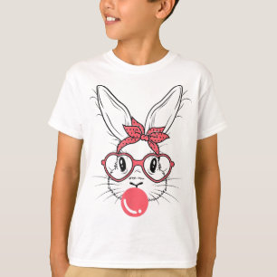 Cute Bunny With Bandanna Glasses And Bubblegum Hap T-Shirt