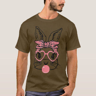 Cute Bunny With Bandanna Heart Glasses Bubblegum E T-Shirt