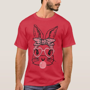 Cute Bunny With Bandanna Heart Glasses Bubblegum E T-Shirt