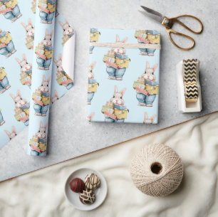 Cute Bunny with Birthday Gifts Wrapping Paper
