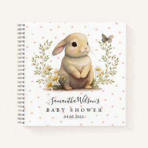 Cute Bunny with Butterfly Baby Shower Guest Book