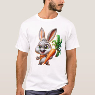 Cute Bunny With Carrot Happy Art T-Shirt