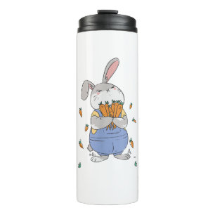 Cute Bunny With Carrots Easter Rabbit Bunnies Ador Thermal Tumbler