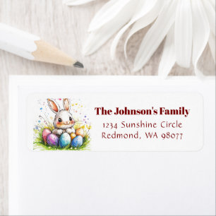 Cute bunny with colourful eggs address
