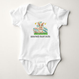 Cute Bunny with custom text  Baby Bodysuit