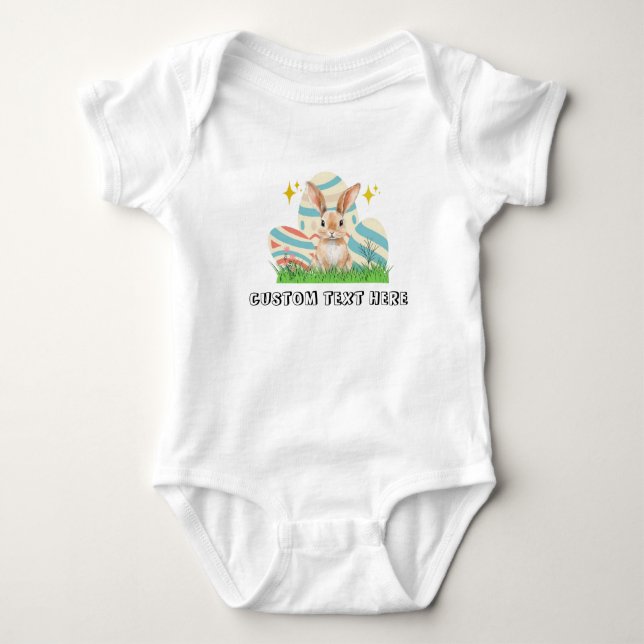 Cute Bunny with custom text  Baby Bodysuit (Front)