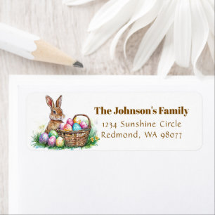 Cute bunny with Easter eggs address