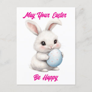 Cute Bunny With Egg Holiday Postcard