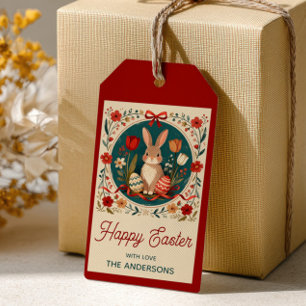 Cute Bunny with Eggs& Flowers Botanical Easter Gift Tags