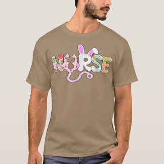 Cute Bunny With Eggs Stethoscope Scrub Nurse Life  T-Shirt